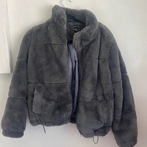 New look gray furry jacket perfect for the winter time